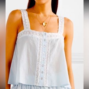 LoveShackFancy Daisy tank in Rivera Blue- size XS NWT